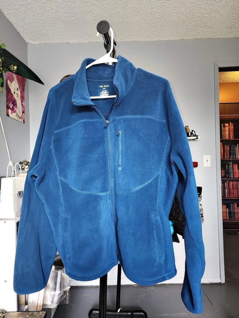 TEK GEAR Full Zip Fleece Jacket Blue XXL